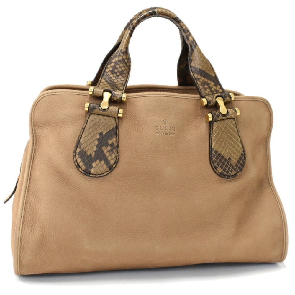 Gucci Brown Bag Python Leather Boston - image 1